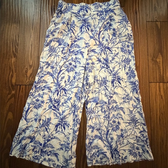 H&M Pants - H&M Blue & White Wide Leg Pants